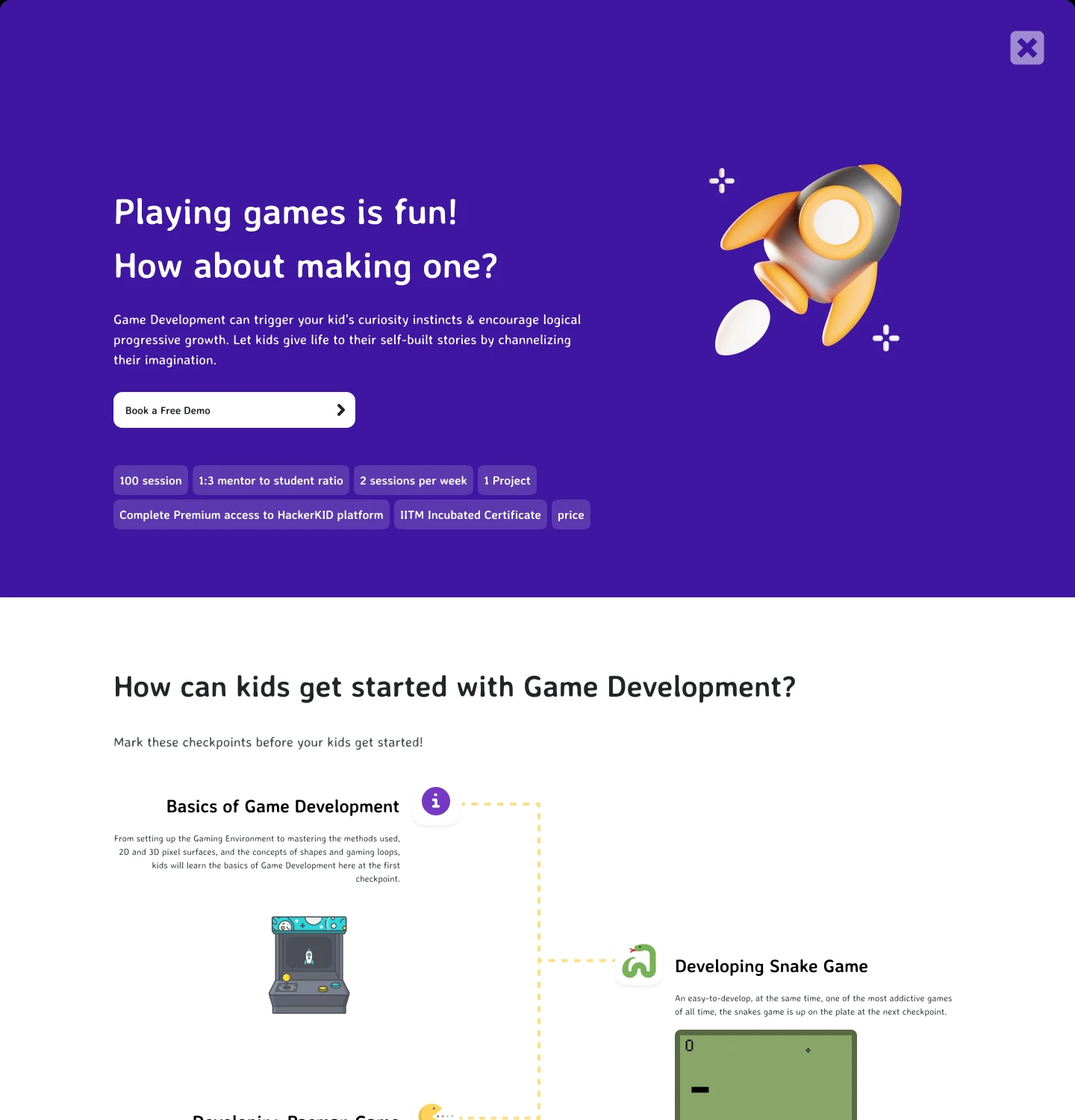 The game development course page
