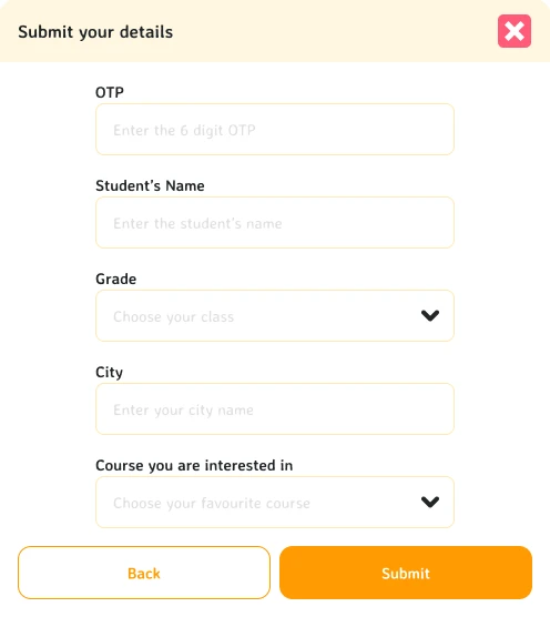 Submit your details: the student’s name, grade, city and course