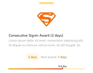 Consecutive sign in award: 3 days, next at 7
