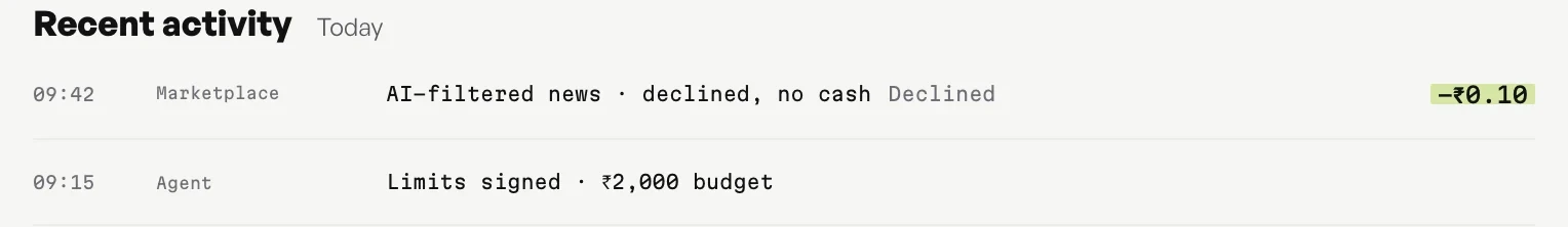 Agent receipts in mono with the amounts highlighted