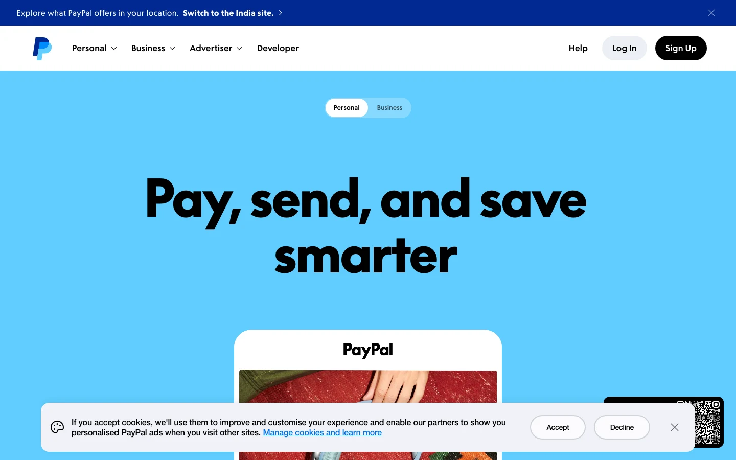 PayPal: black pill buttons and heavy headlines