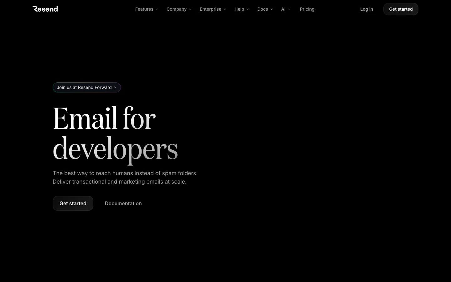 Resend: the product itself as the hero