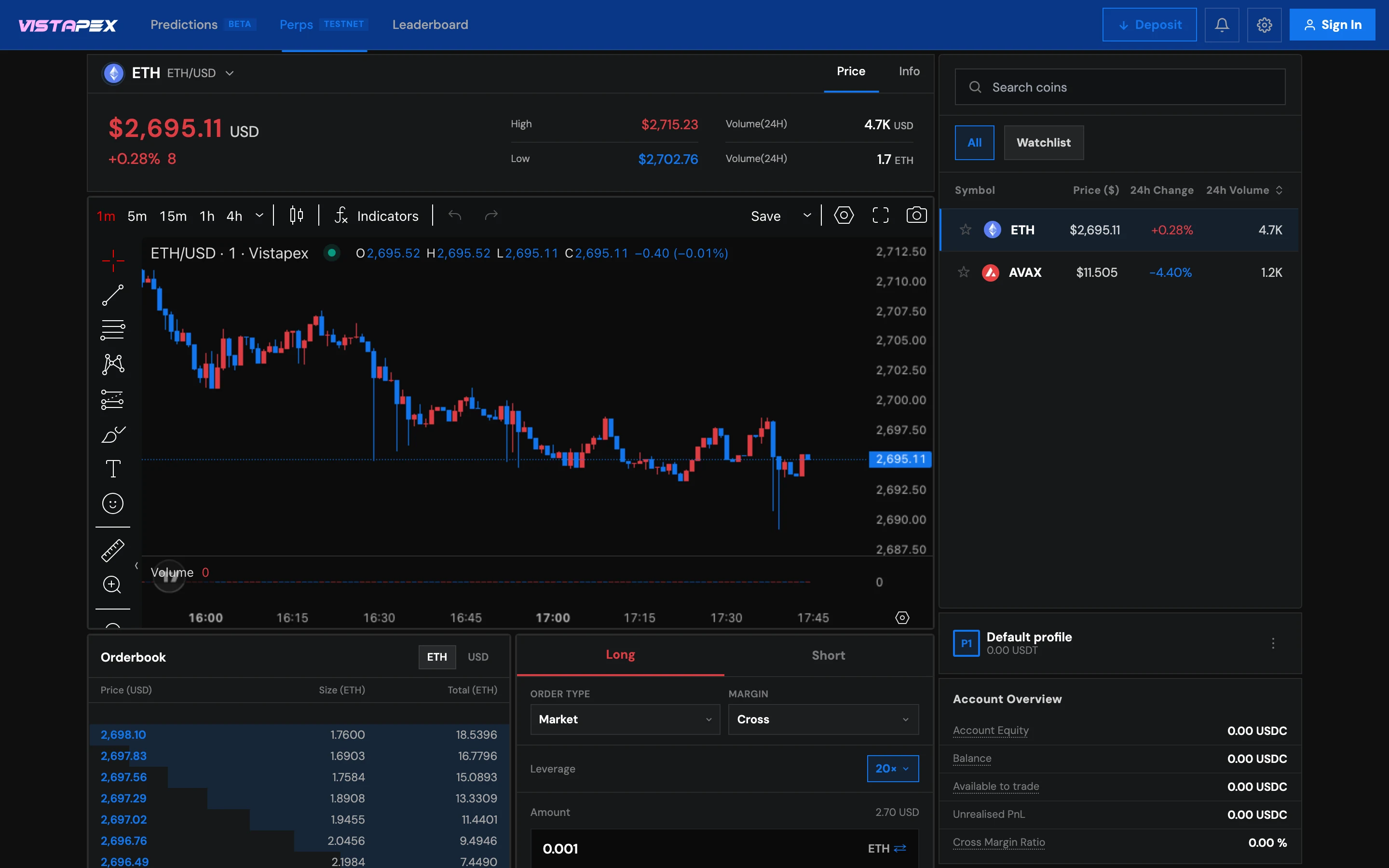 The Vistapex trading screen in the Upbit layout