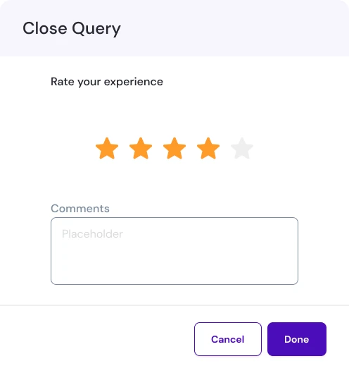 Close a query and rate the experience