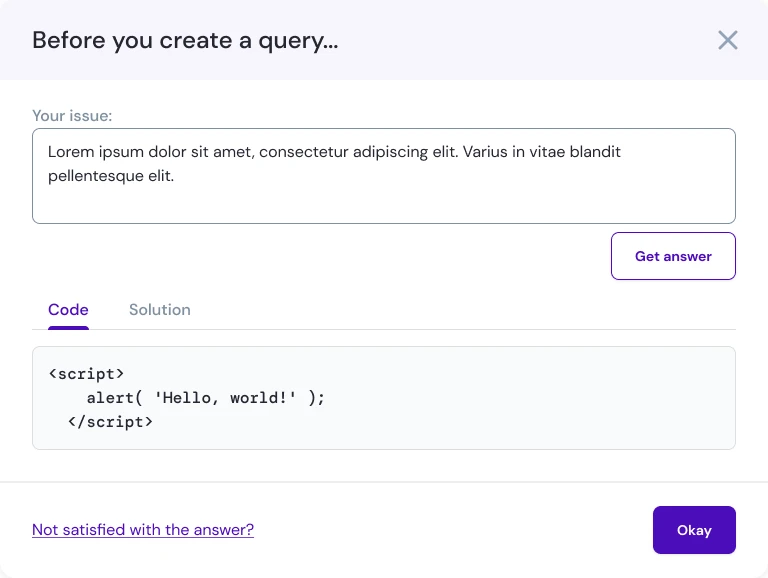 An instant solution before the query is created