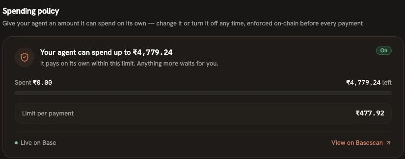 **The Spending screen.** The same policy again, editable here too.
