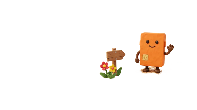 **Footer wave.** The mascot waving from the end of a cobblestone path. The page's last image.