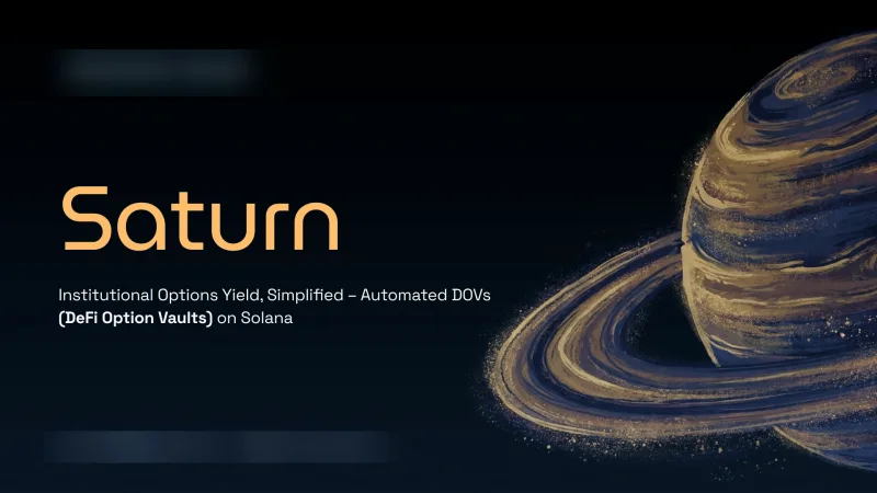 Saturn title slide: wordmark in gold over an illustrated ringed planet on deep navy, with the raise badge and contact line blurred out